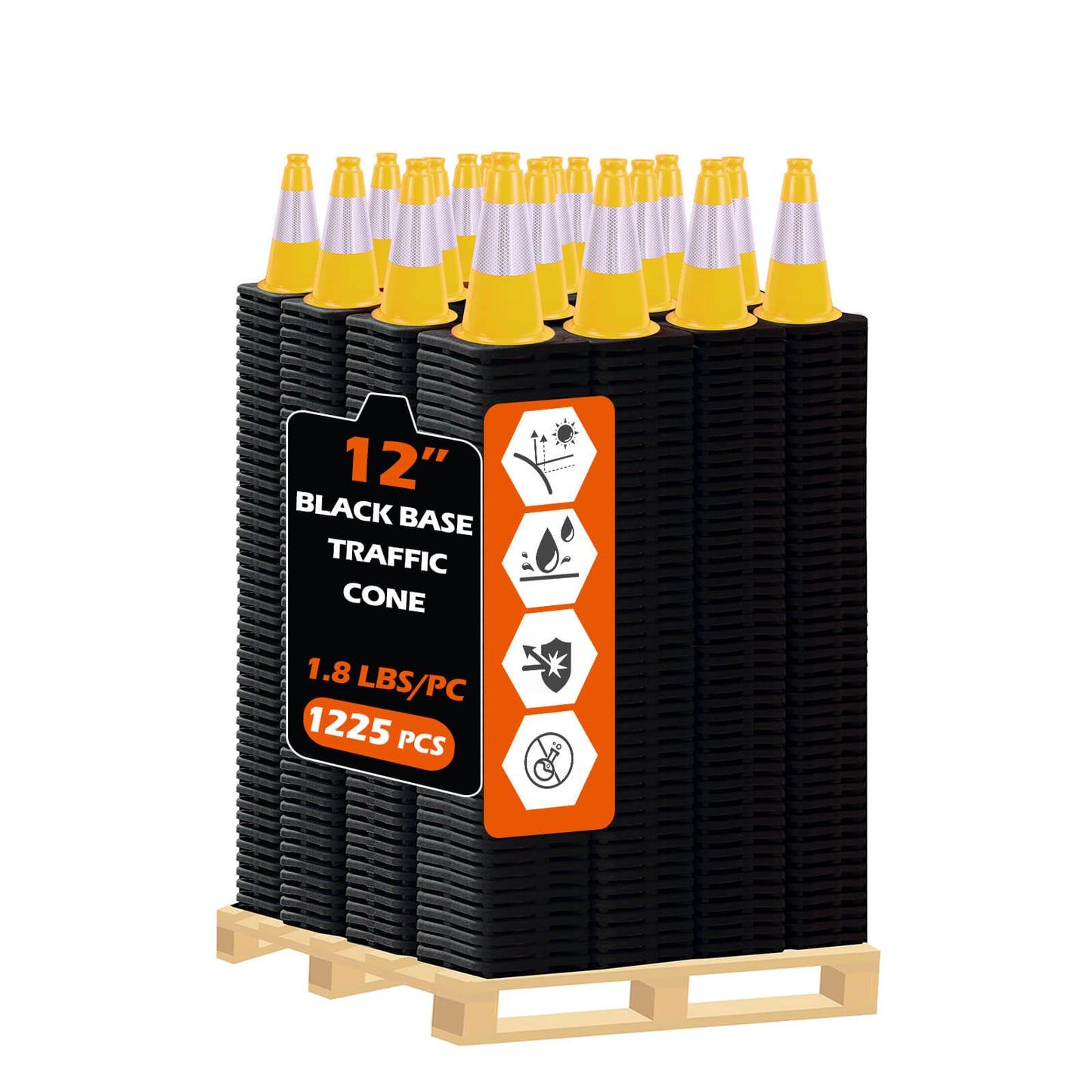 Lightweight Black Base Economy Traffic Cones