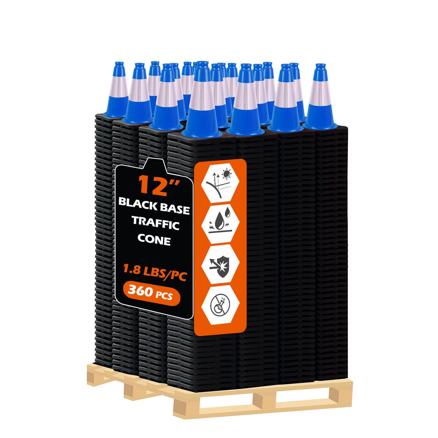 Heavy-Duty PVC Traffic Cones with Reflective Stripe
