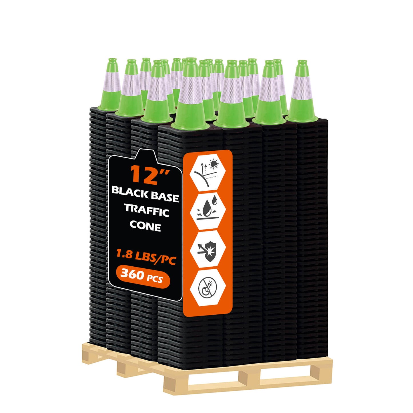 Lightweight Black Base Economy Traffic Cones