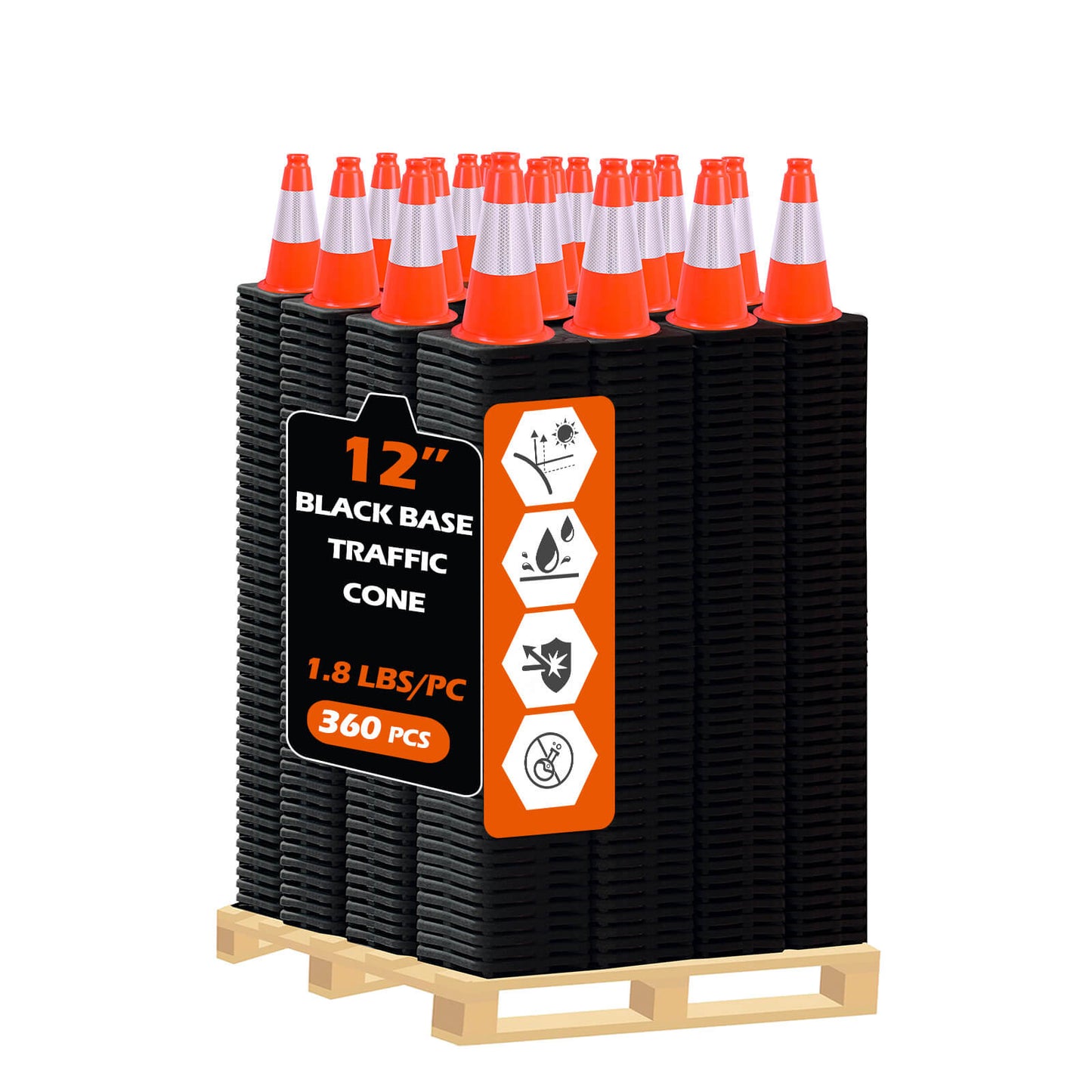 Heavy-Duty PVC Traffic Cones with Reflective Stripe