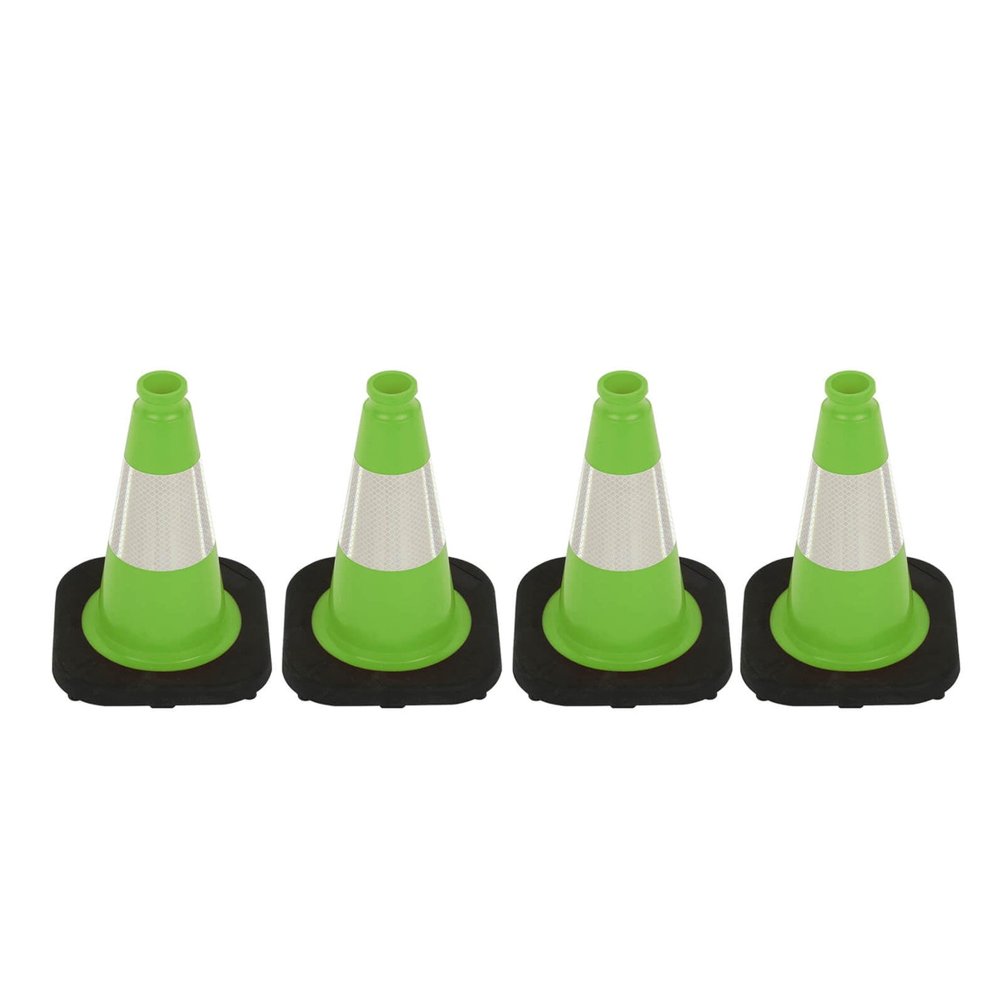 Heavy-Duty Black Base Traffic Cones with Reflective Stripe