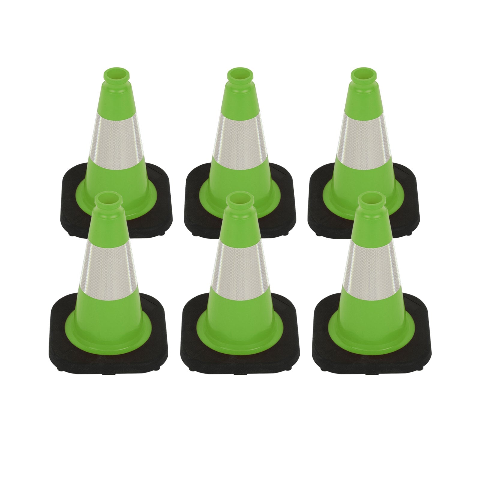 Heavy-Duty Black Base Traffic Cones with Reflective Stripe - packaging and contents