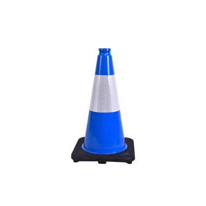 Heavy-Duty Black Base Traffic Cones with Reflective Stripe - comparison view