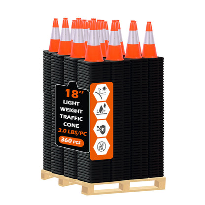 Heavy-Duty PVC Traffic Cones with Reflective Stripe
