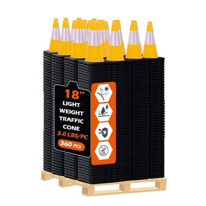 Heavy-Duty PVC Traffic Cones with Reflective Stripe