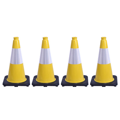 Heavy-Duty Black Base Traffic Cones with Reflective Stripe