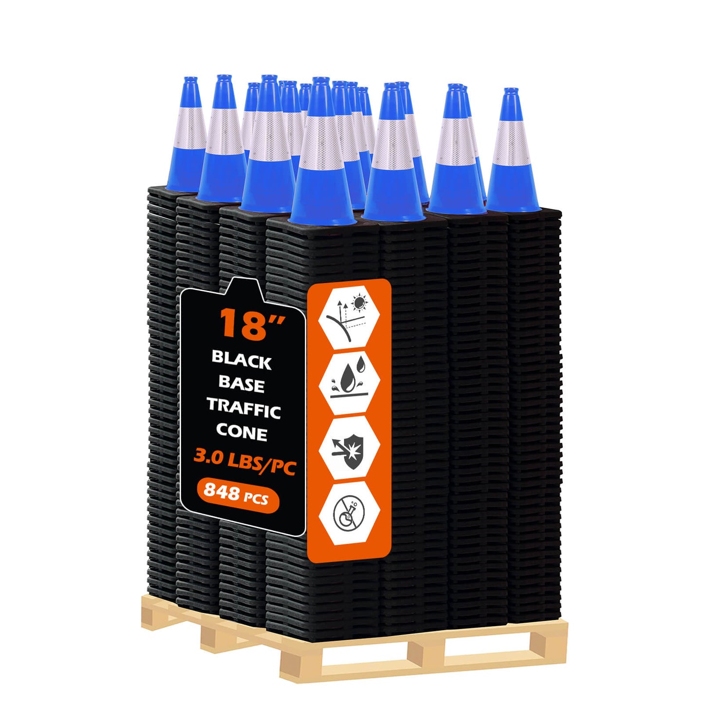 Lightweight Black Base Economy Traffic Cones