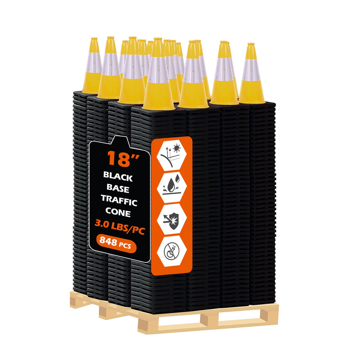 Lightweight Black Base Economy Traffic Cones