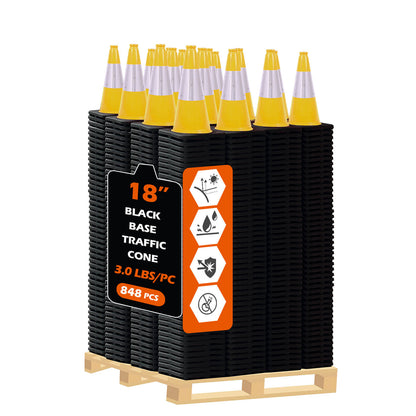 Lightweight Black Base Economy Traffic Cones