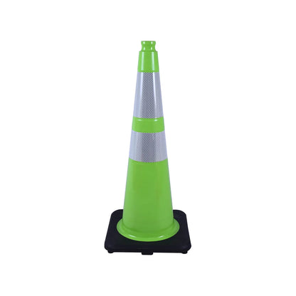 Heavy-Duty Black Base Traffic Cones with Reflective Stripe