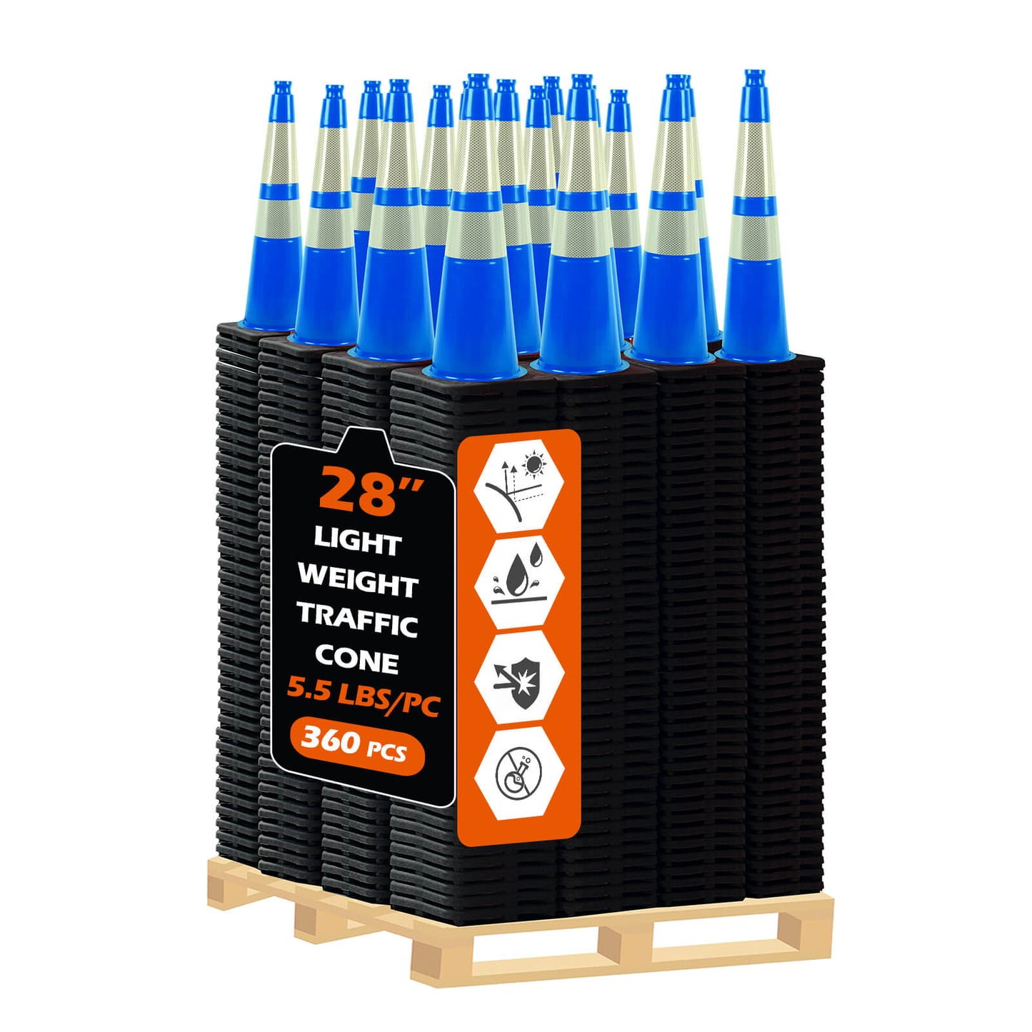 Heavy-Duty PVC Traffic Cones with Reflective Stripe