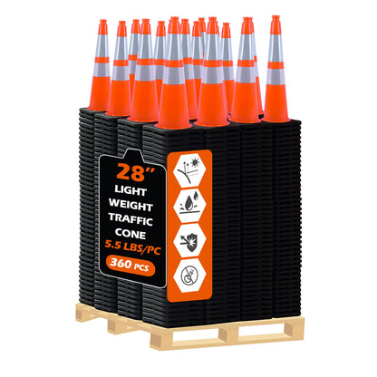 Heavy-Duty PVC Traffic Cones with Reflective Stripe
