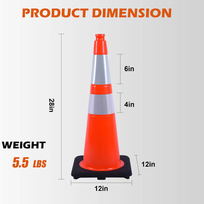 Heavy-Duty PVC Traffic Cones with Reflective Stripe