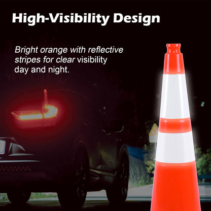Heavy-Duty PVC Traffic Cones with Reflective Stripe