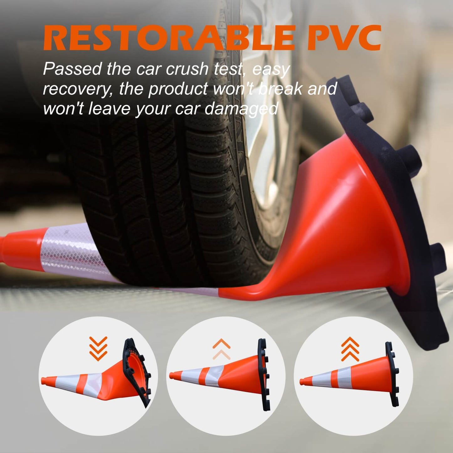 Heavy-Duty PVC Traffic Cones with Reflective Stripe