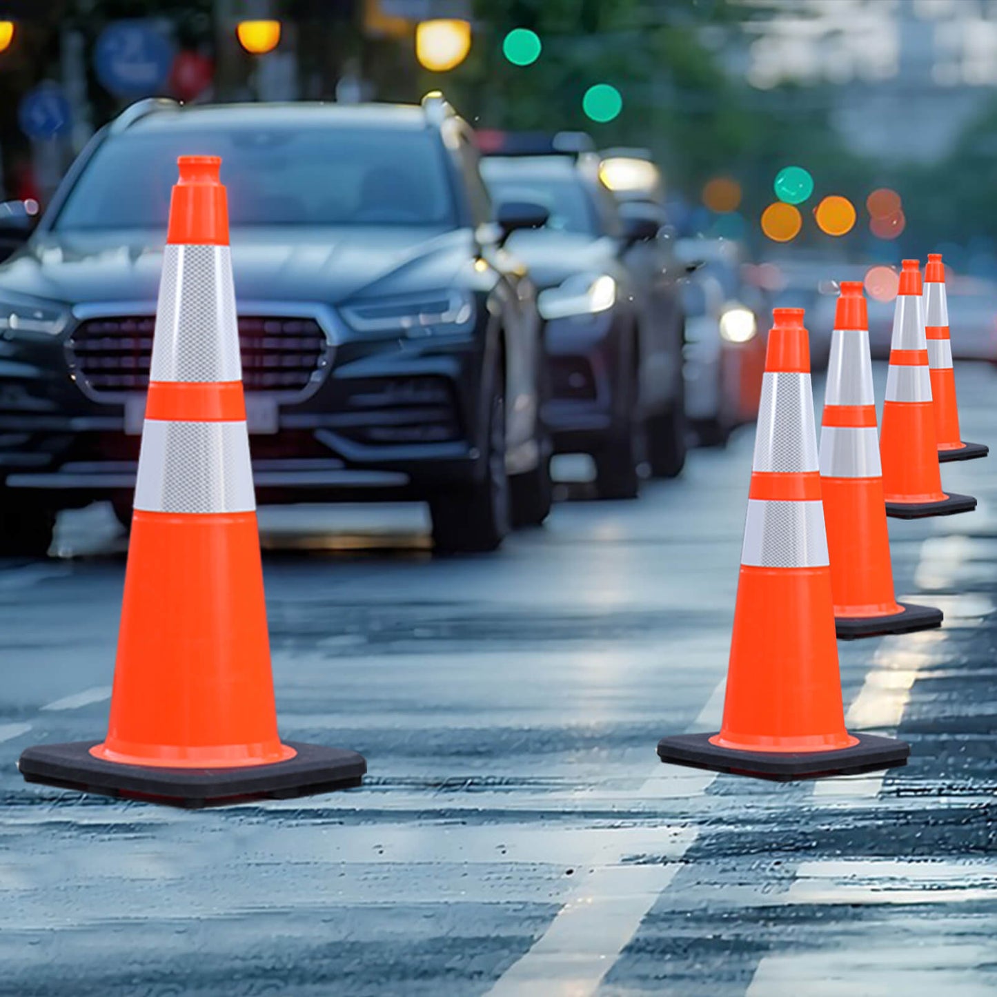 Lightweight Black Base Economy Traffic Cones