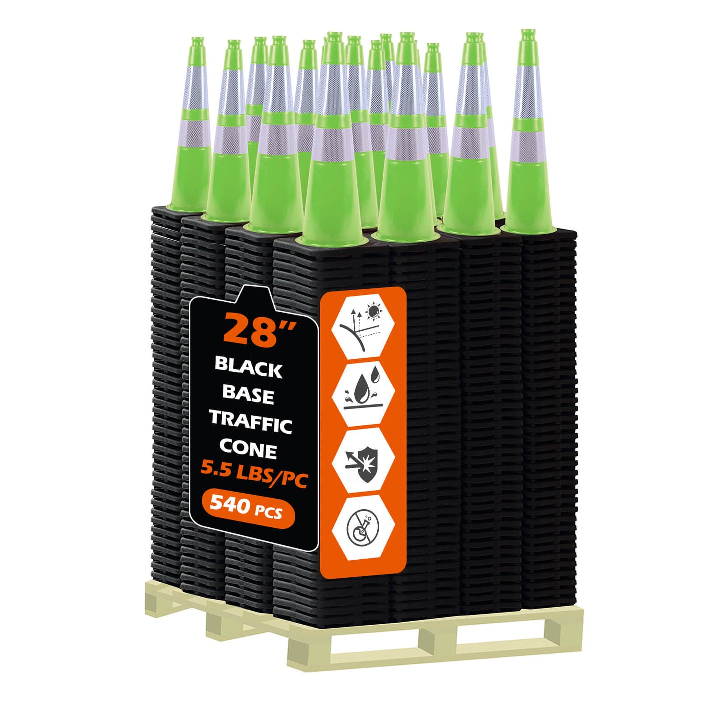 Lightweight Black Base Economy Traffic Cones