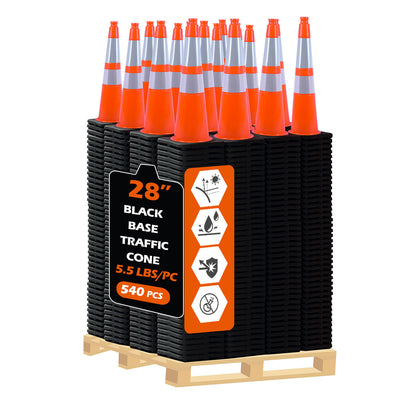 Lightweight Black Base Economy Traffic Cones