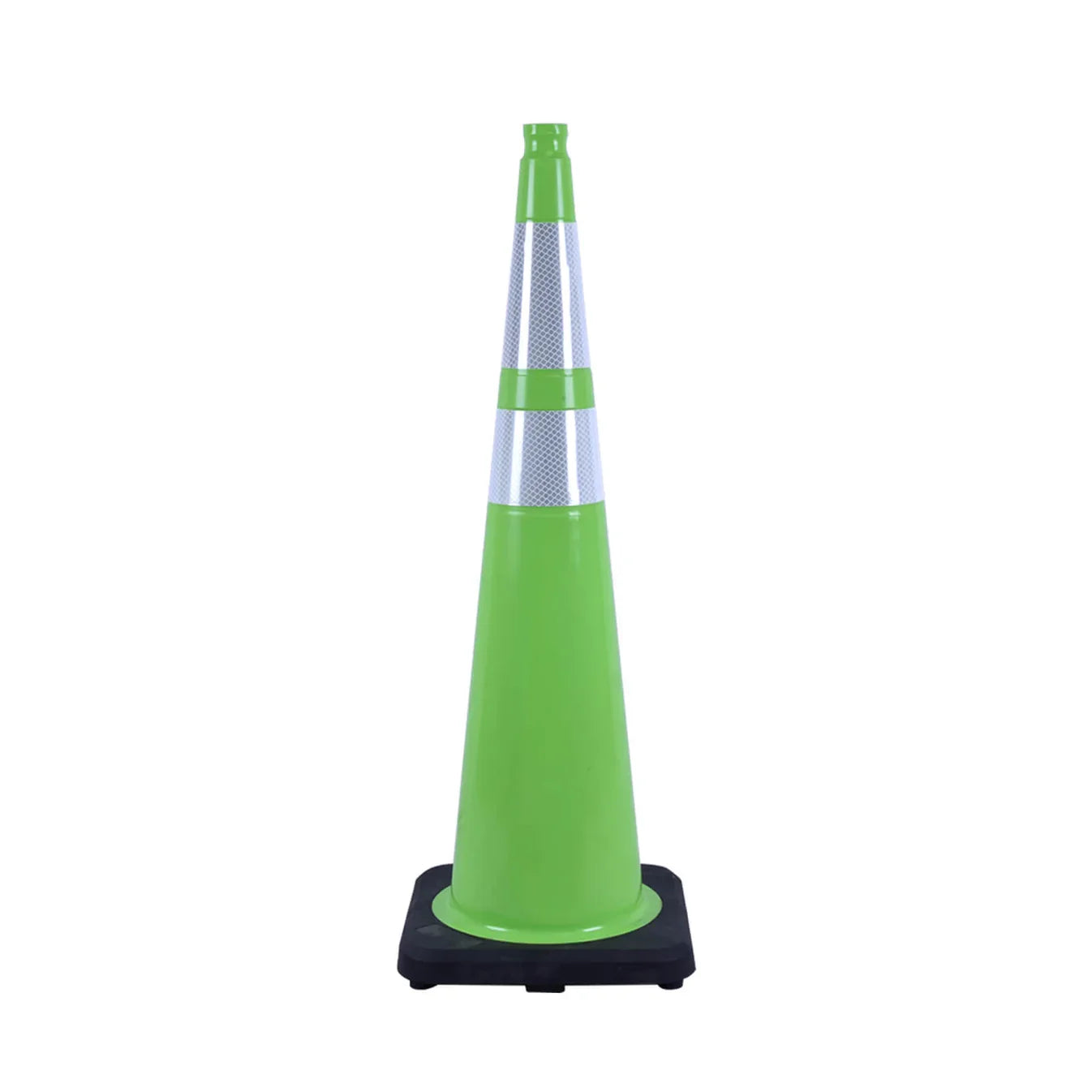Heavy-Duty Black Base Traffic Cones with Reflective Stripe