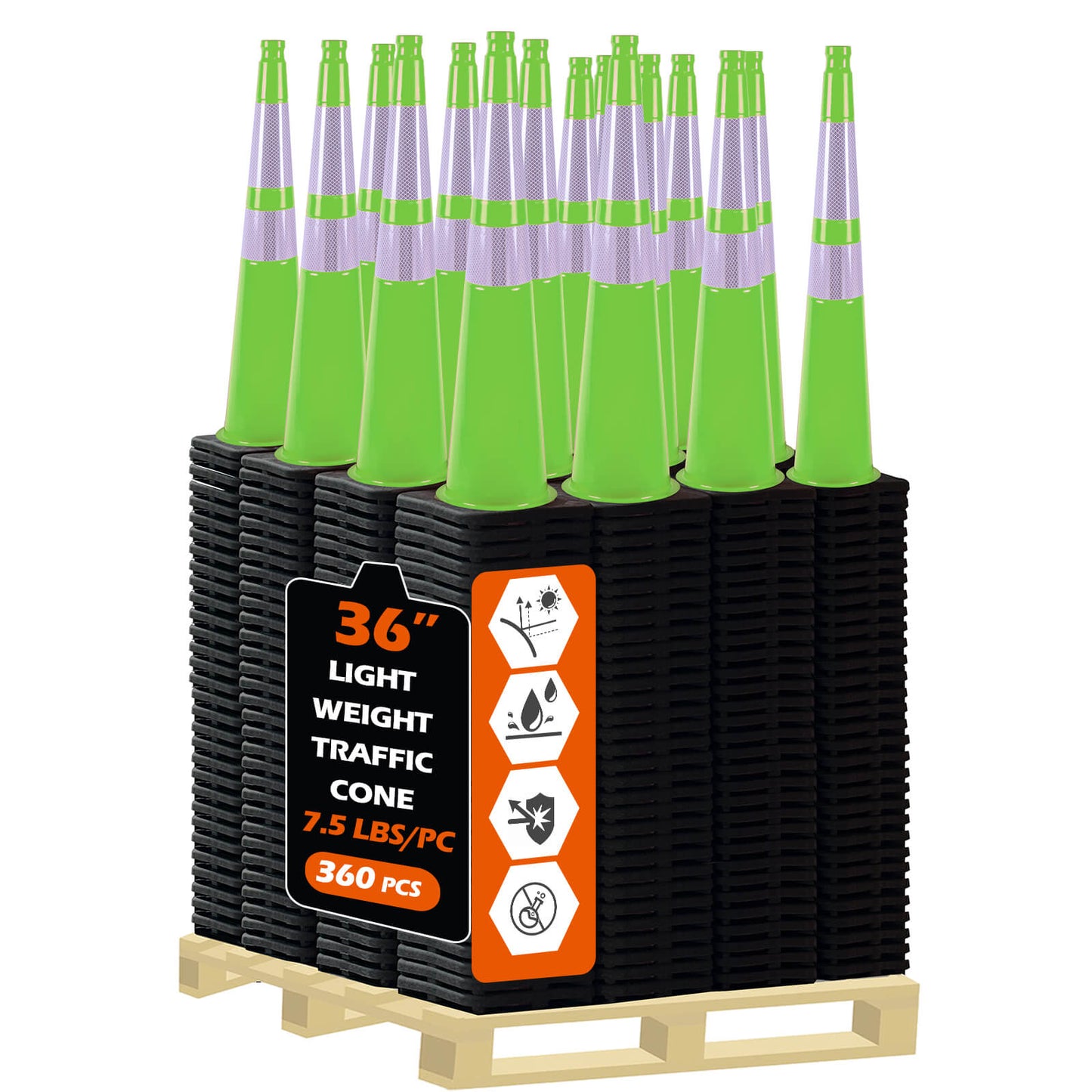 Heavy-Duty PVC Traffic Cones with Reflective Stripe