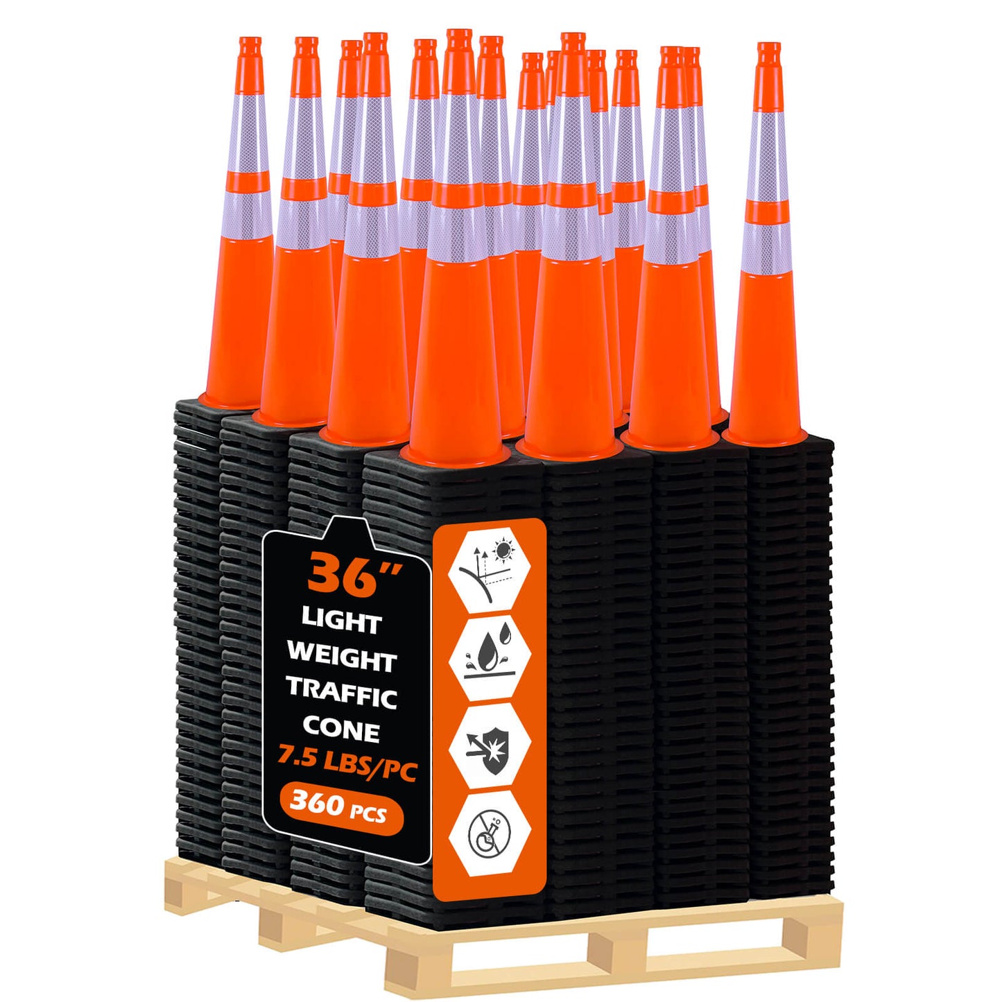 Lightweight Black Base Economy Traffic Cones