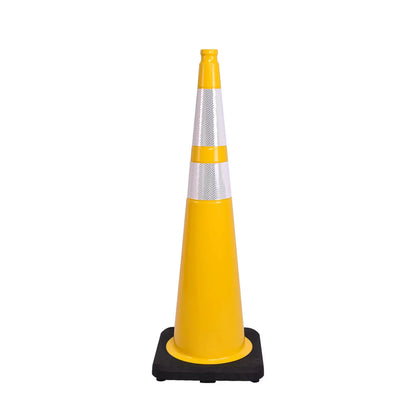 Heavy-Duty Black Base Traffic Cones with Reflective Stripe