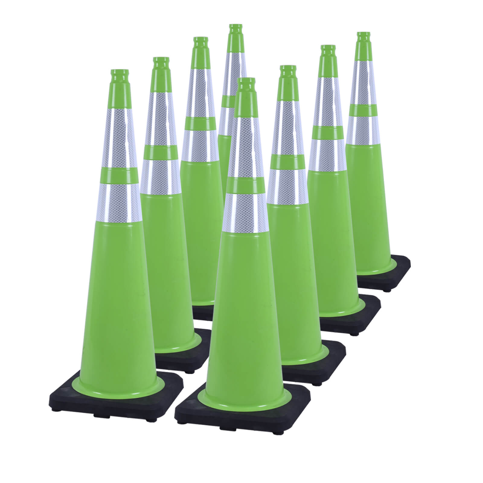 Heavy-Duty Black Base Traffic Cones with Reflective Stripe - with accessories