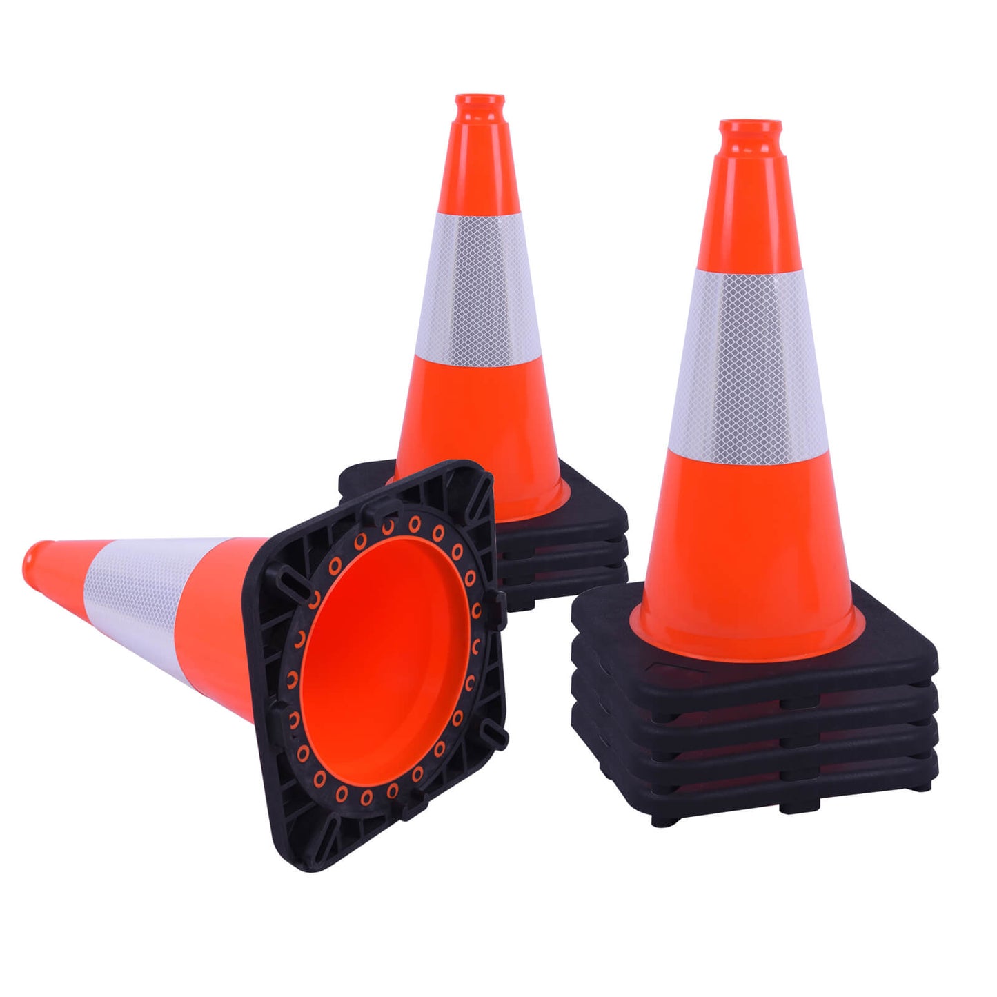 Heavy-Duty PVC Traffic Cones with Reflective Stripe