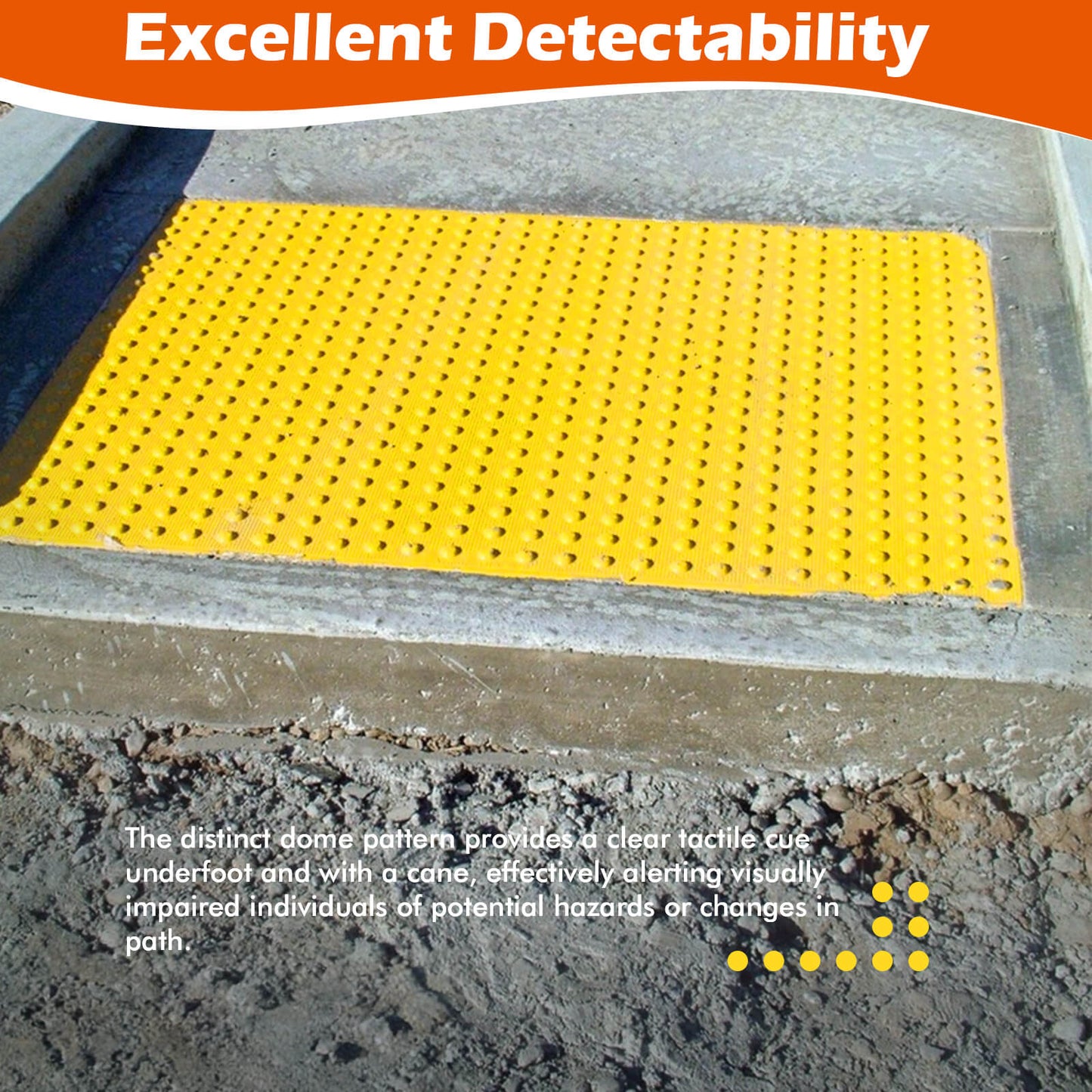 2-Pack Yellow Tactile Warning Paving Panels with Fixing Bolts