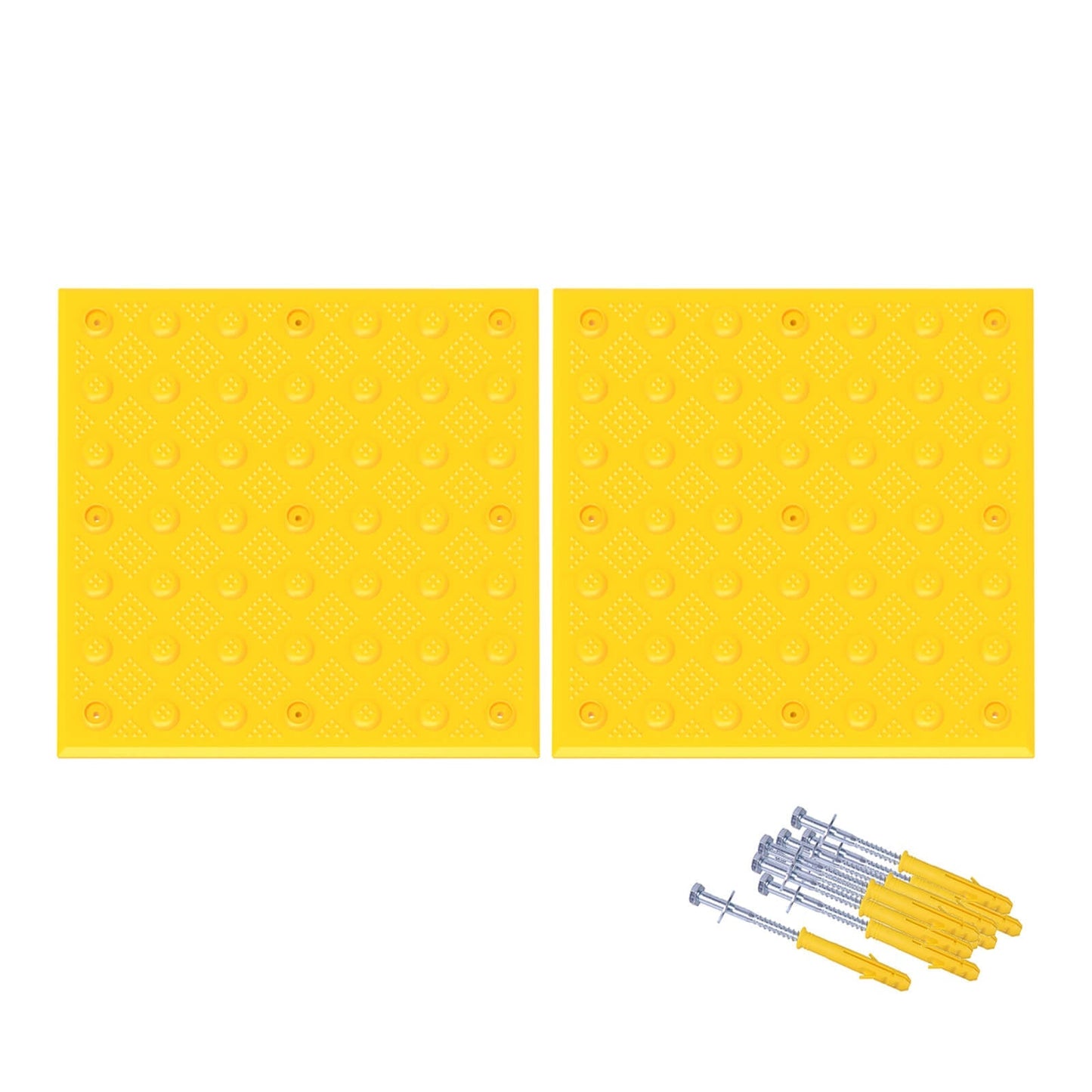 2-Pack Yellow Tactile Warning Paving Panels with Fixing Bolts