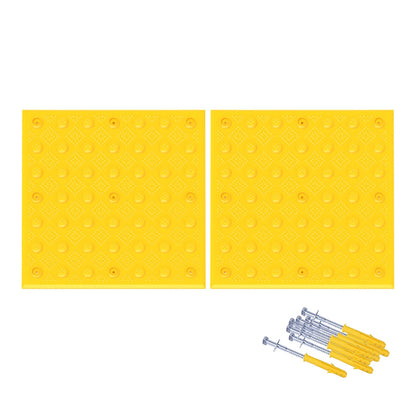 2-Pack Yellow Tactile Warning Paving Panels with Fixing Bolts