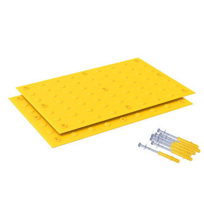 2-Pack Yellow Tactile Warning Paving Panels with Fixing Bolts