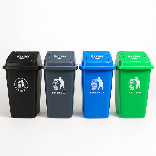 Trash Bins with Lids - front view