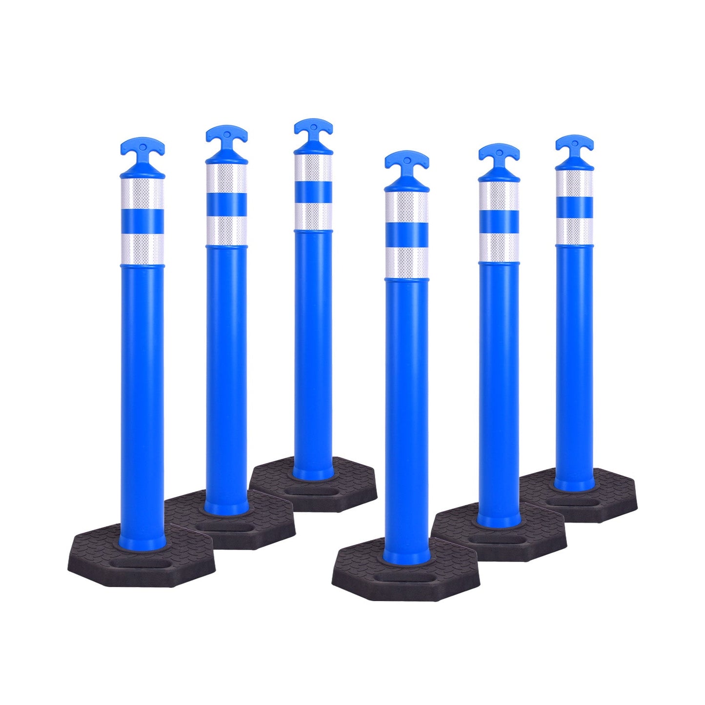 6-Pack T-Top Delineator Posts with Rubber or Water-Filled Bases