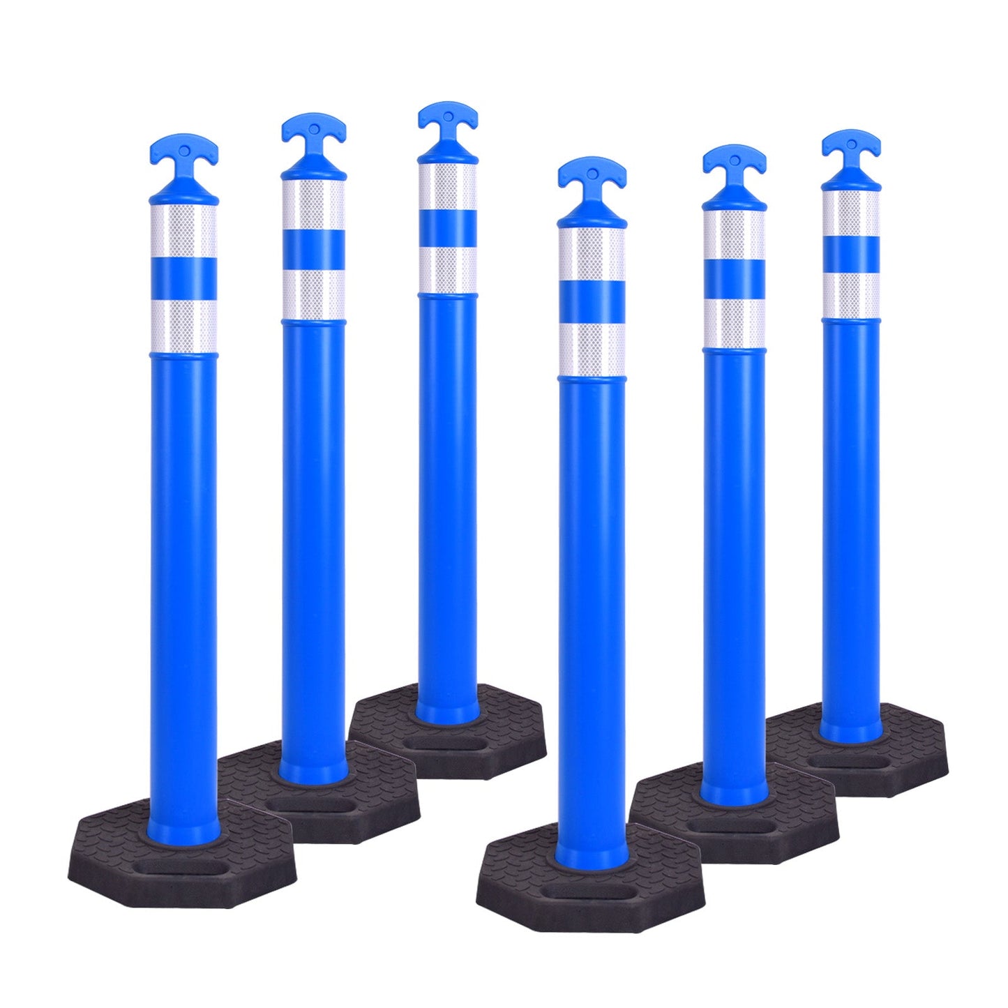6-Pack T-Top Delineator Posts with Rubber or Water-Filled Bases