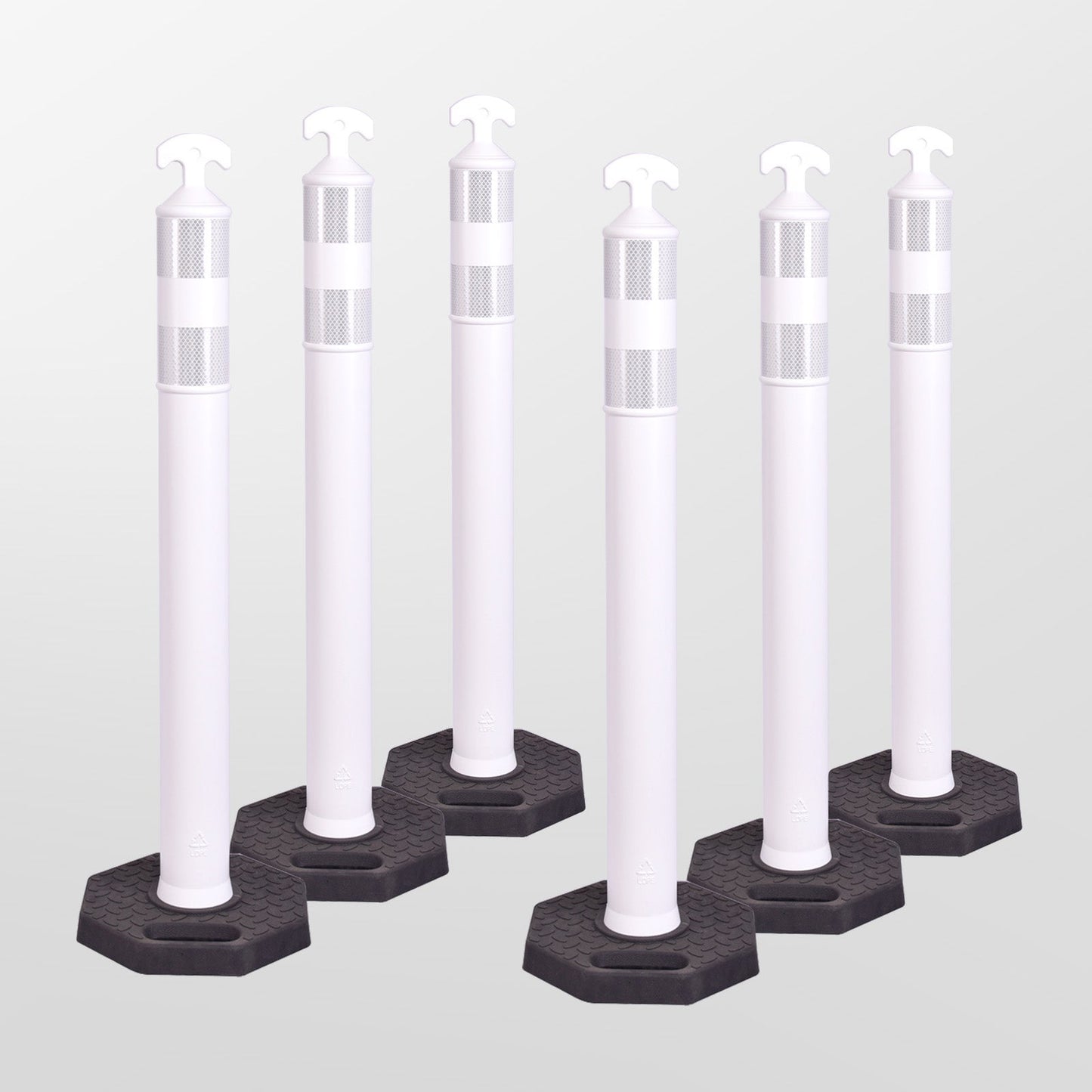 6-Pack T-Top Delineator Posts with Rubber or Water-Filled Bases