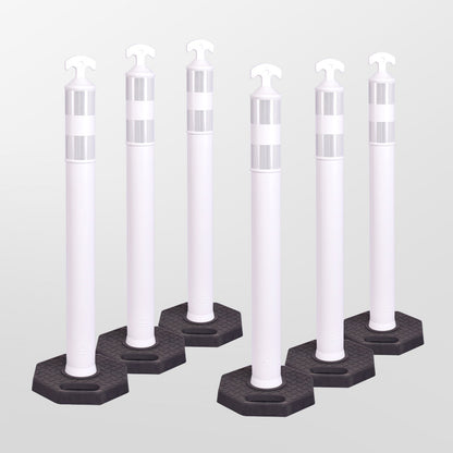 6-Pack T-Top Delineator Posts with Rubber or Water-Filled Bases
