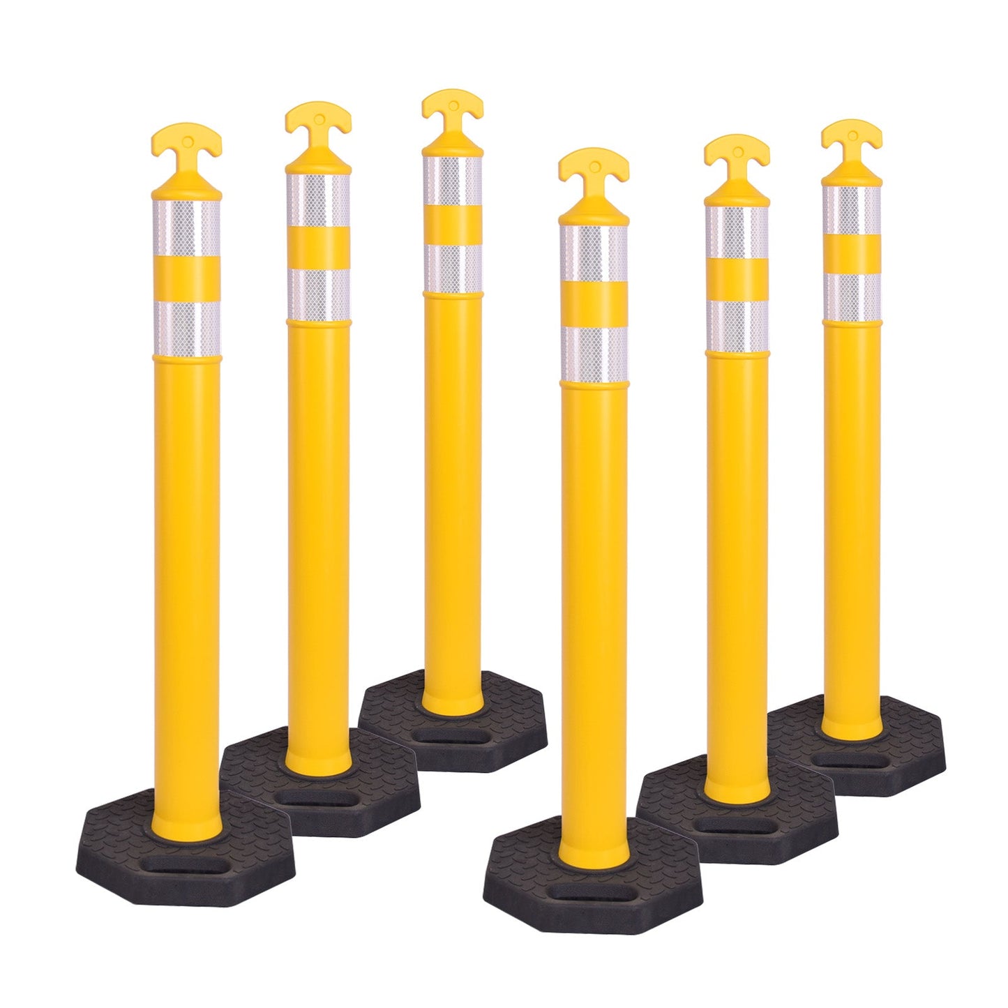 6-Pack T-Top Delineator Posts with Rubber or Water-Filled Bases