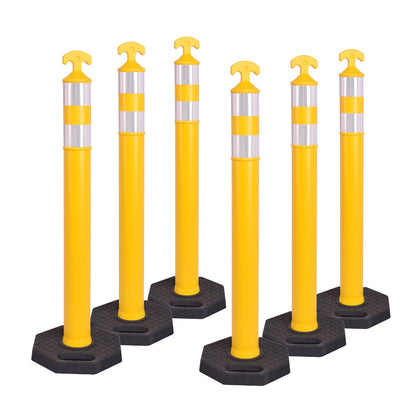 6-Pack T-Top Delineator Posts with Rubber or Water-Filled Bases