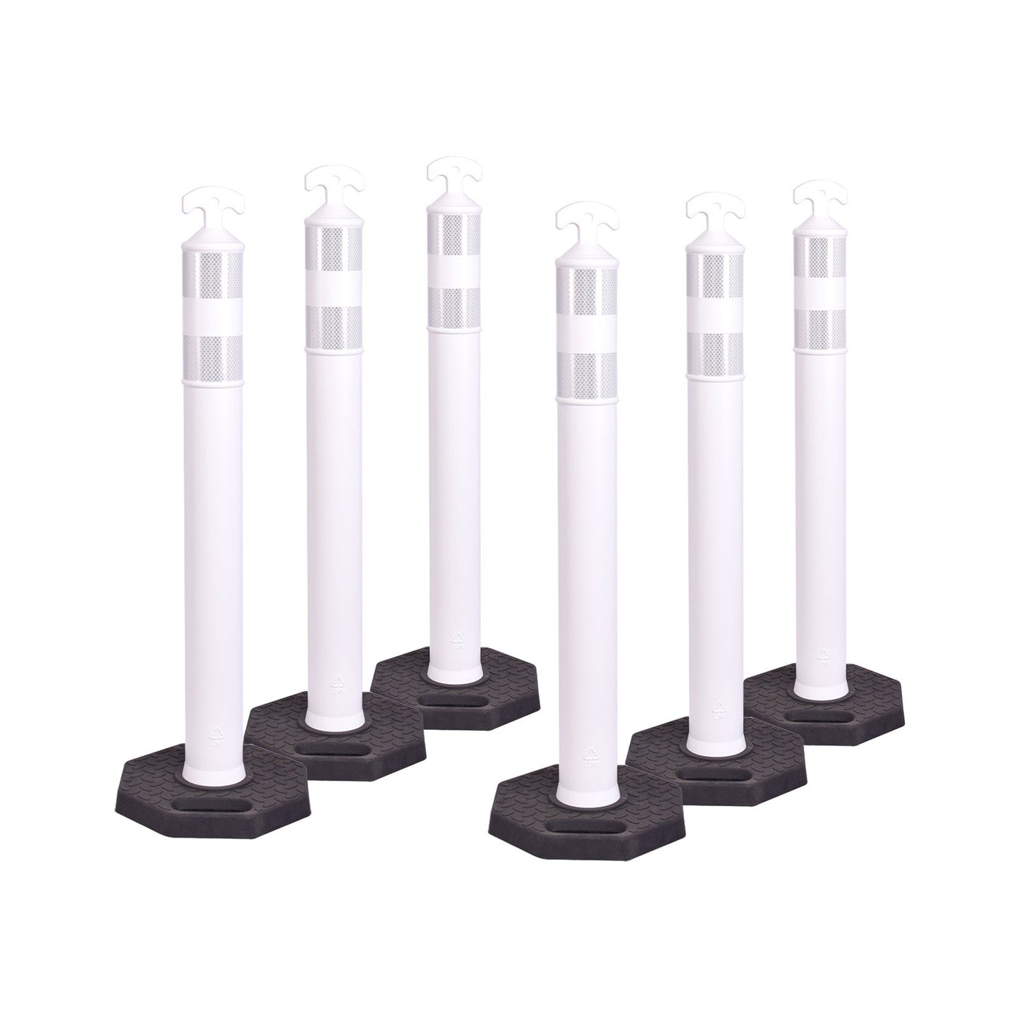 6-Pack T-Top Delineator Posts with Rubber or Water-Filled Bases