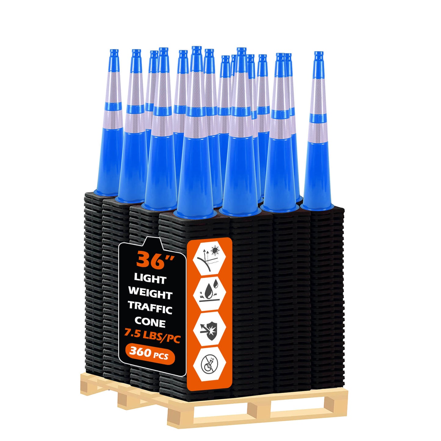 Heavy-Duty PVC Traffic Cones with Reflective Stripe