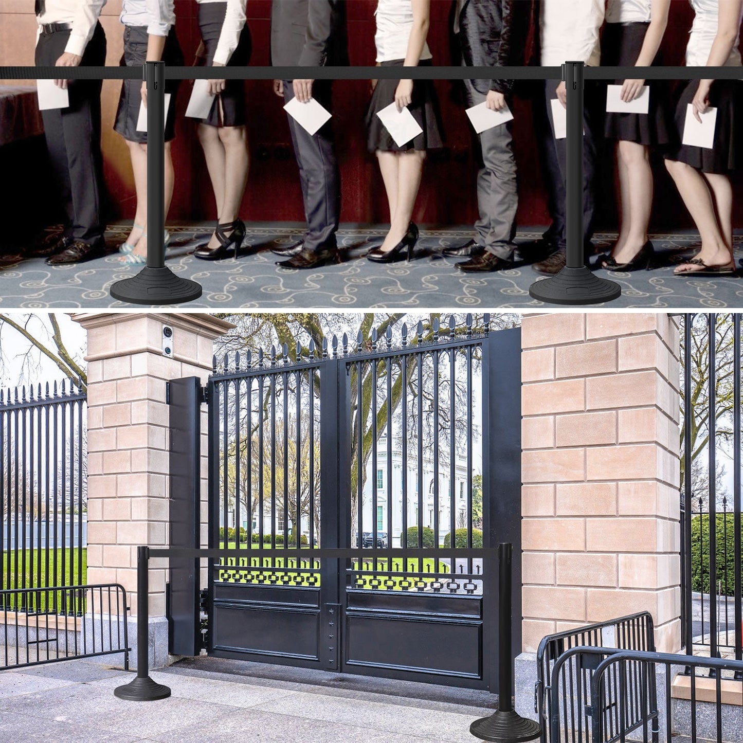 Plastic Retractable Stanchion with 300 cm Black Belt