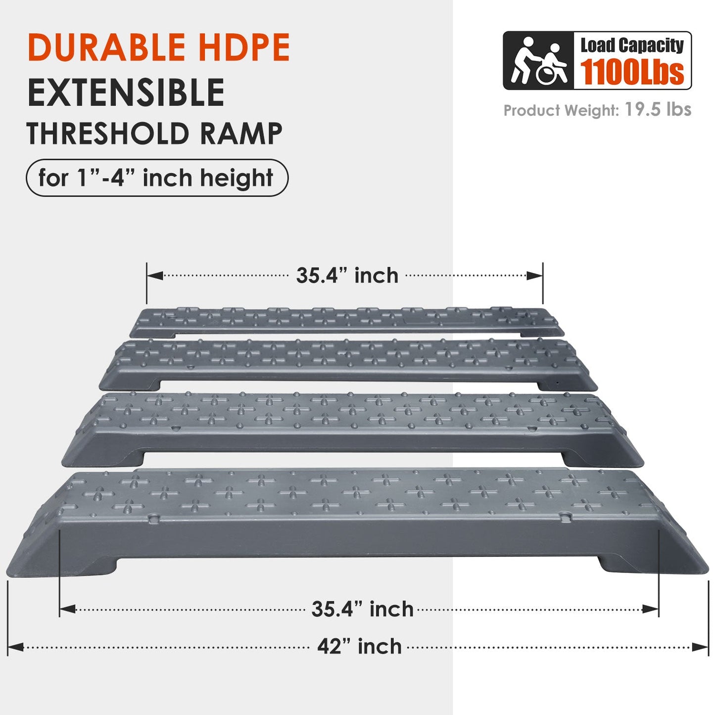 Adjustable Threshold Ramp, 2.5-15 cm Height