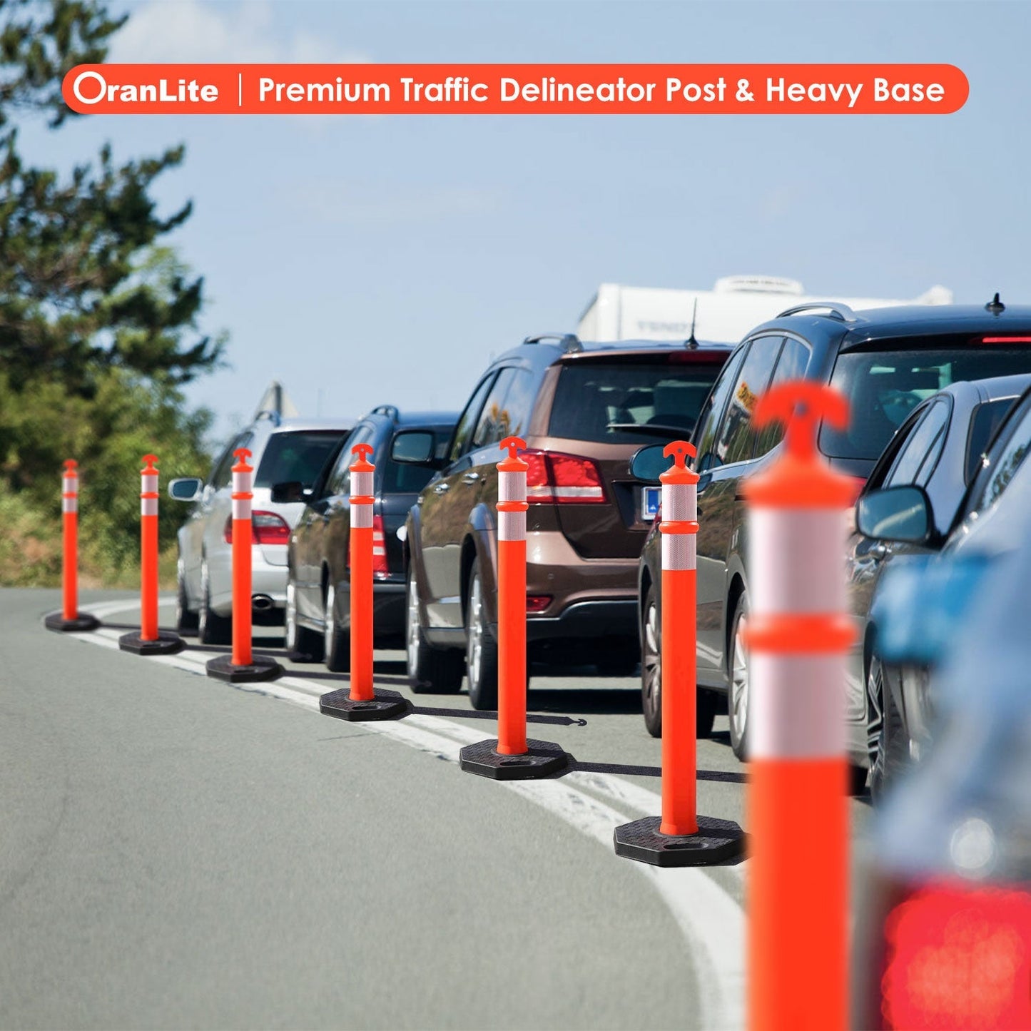 6-Pack T-Top Delineator Posts with Rubber or Water-Filled Bases