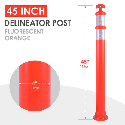 6PCS T-Top Delineator Post with Rubber /Water Filled Base