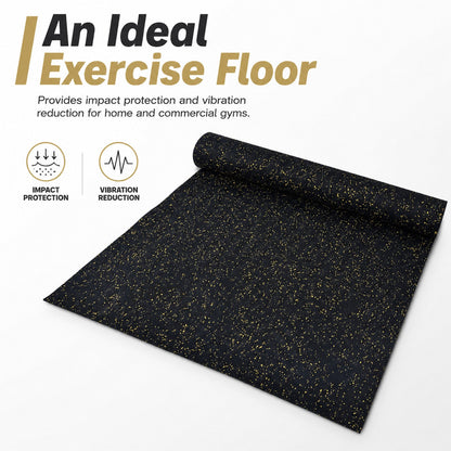 4 mm Rubber Gym Flooring Roll, 115 × 300 cm, Black/Yellow