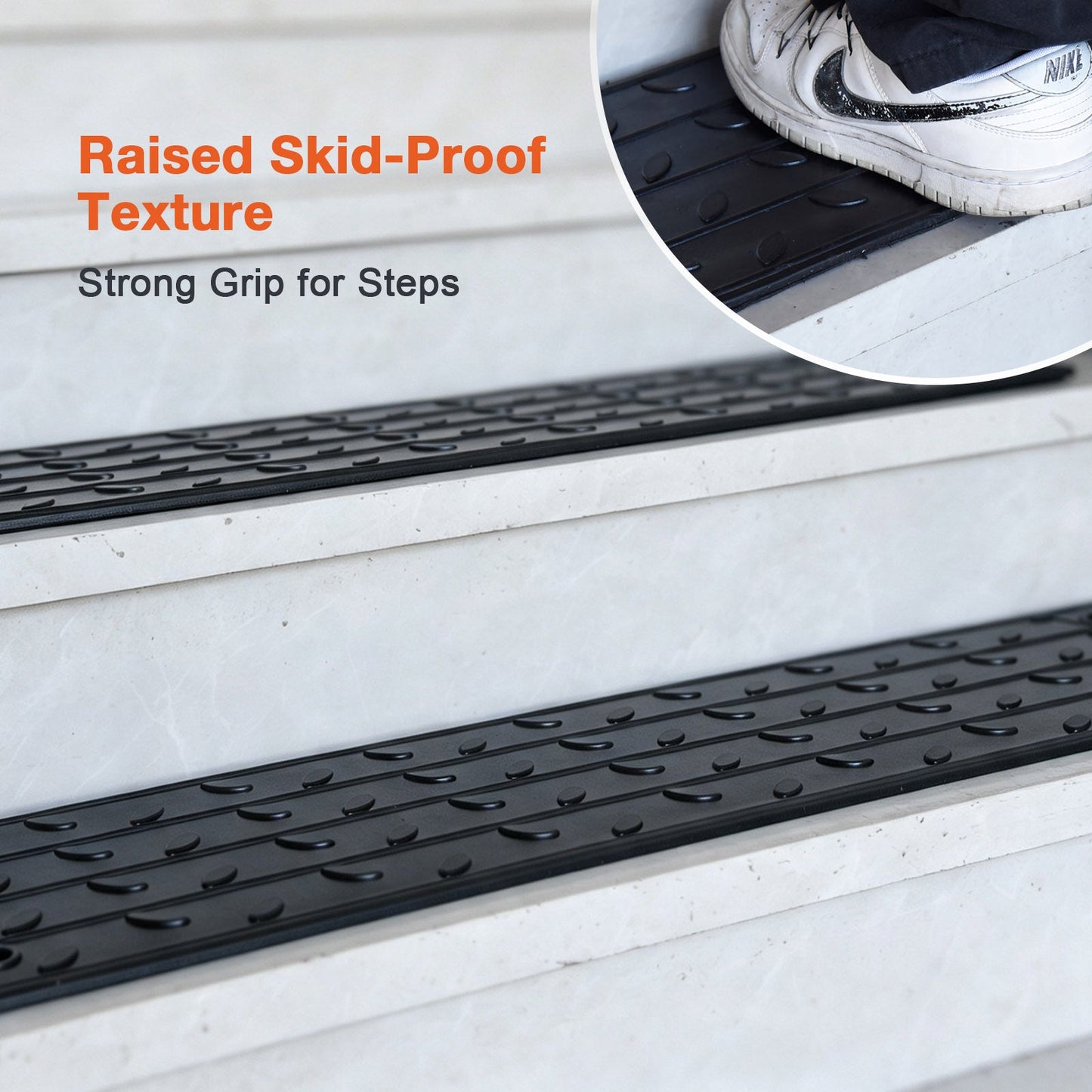 Non Slip Rubber Stair Treads – Peel & Stick or Screw Mount