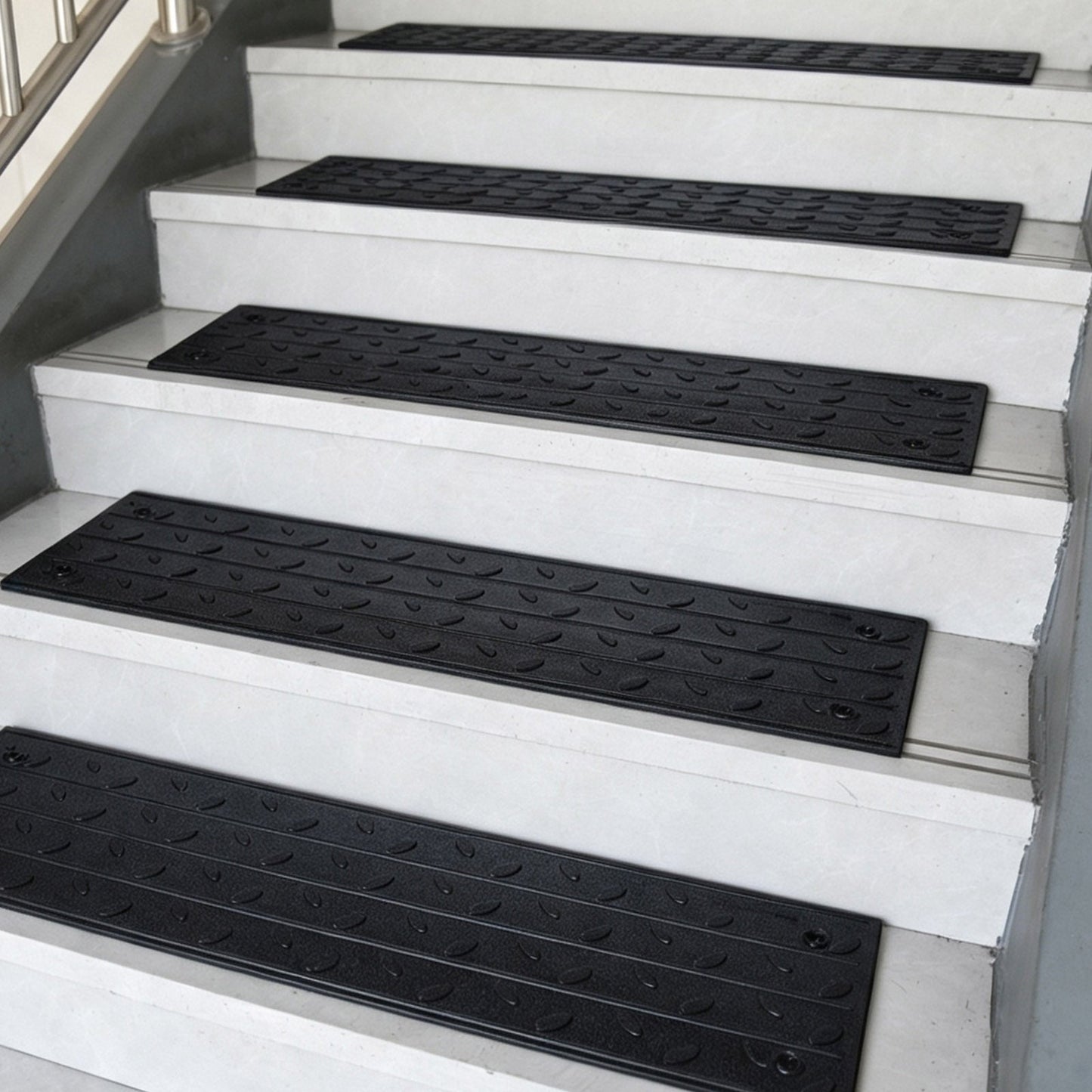 Non Slip Rubber Stair Treads – Peel & Stick or Screw Mount