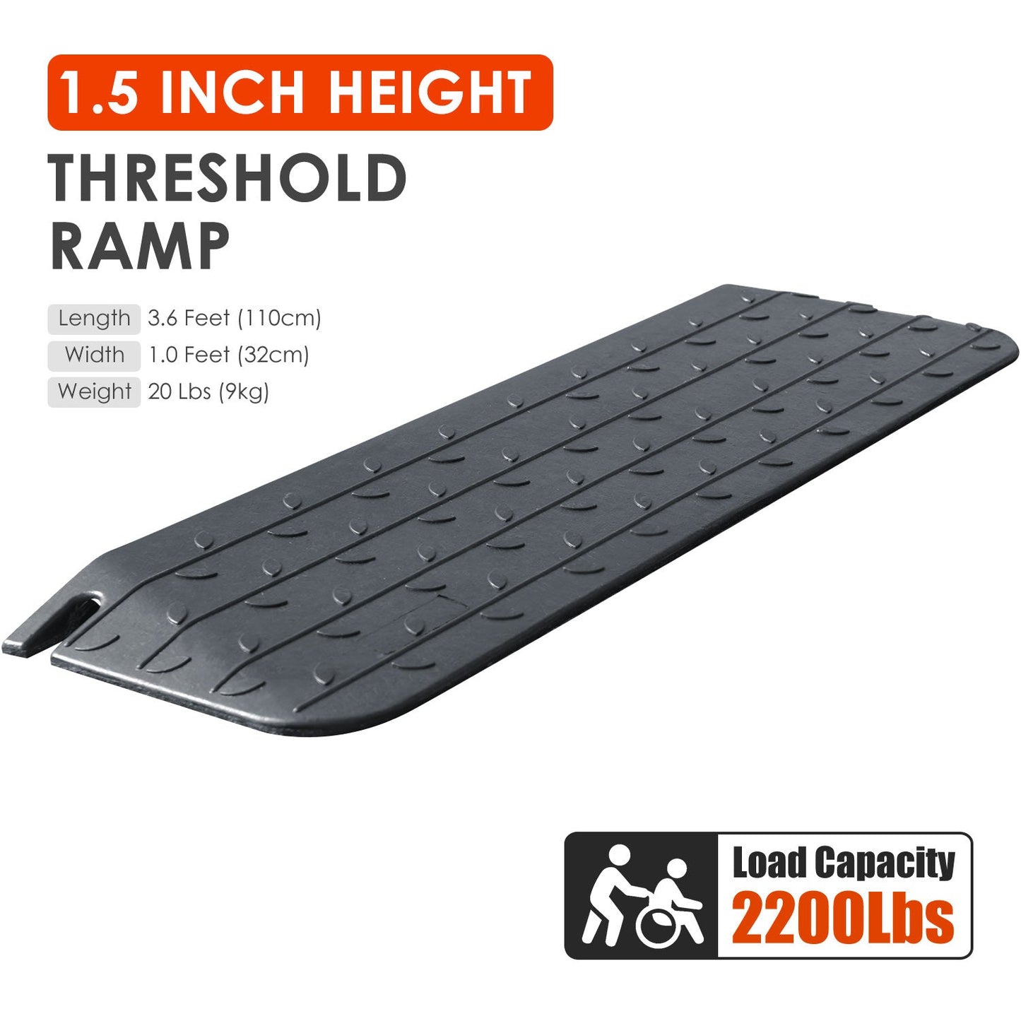 Rubber Doorway Threshold Ramp, 3-10 cm Height
