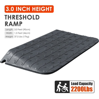 Rubber Doorway Threshold Ramp, 3-10 cm Height